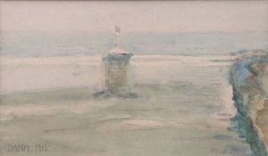 Damm, Walter Ferdinand. Dresden 1889-1961 Bad Elster. Zwei Aquarelle. Einsamer Strandkorb und Bad