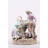 Figurengruppe. Meissen, 1. H. 19. Jh. Liebespaar mit Vogelkäfig. Modell von Victor Acier um 1775.