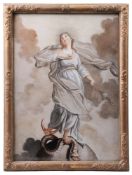 Hinterglasbild. Augsburg, 18. Jh. Maria Immaculata. Tempera/Glas. Reliefierter Goldrahmen. H: 47 x