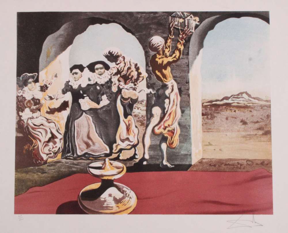 Dali, Salvatore. Figueres 1904 - 1989. "Kopf des Voltaire". Farblithographie. Rechts unten sig.