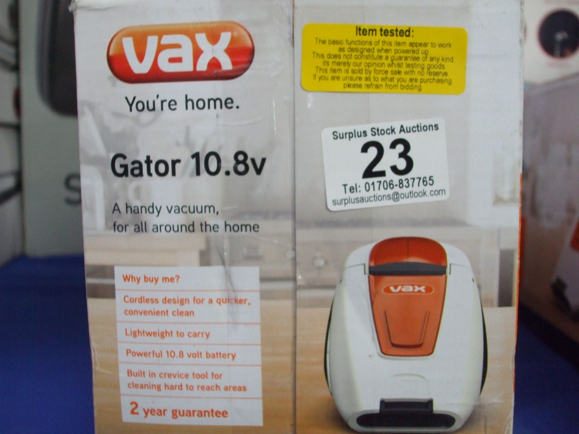 Vax Gator 10.8 volt Handheld Vac (boxed & Tested)