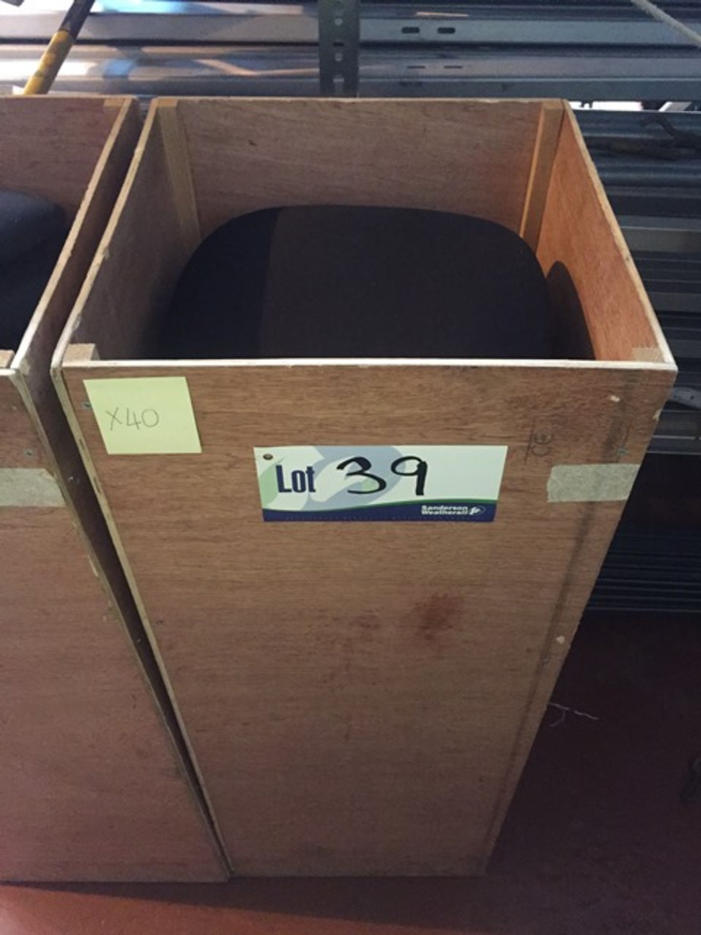 Forty Black Velcro Seat Pads in Wooden Cases