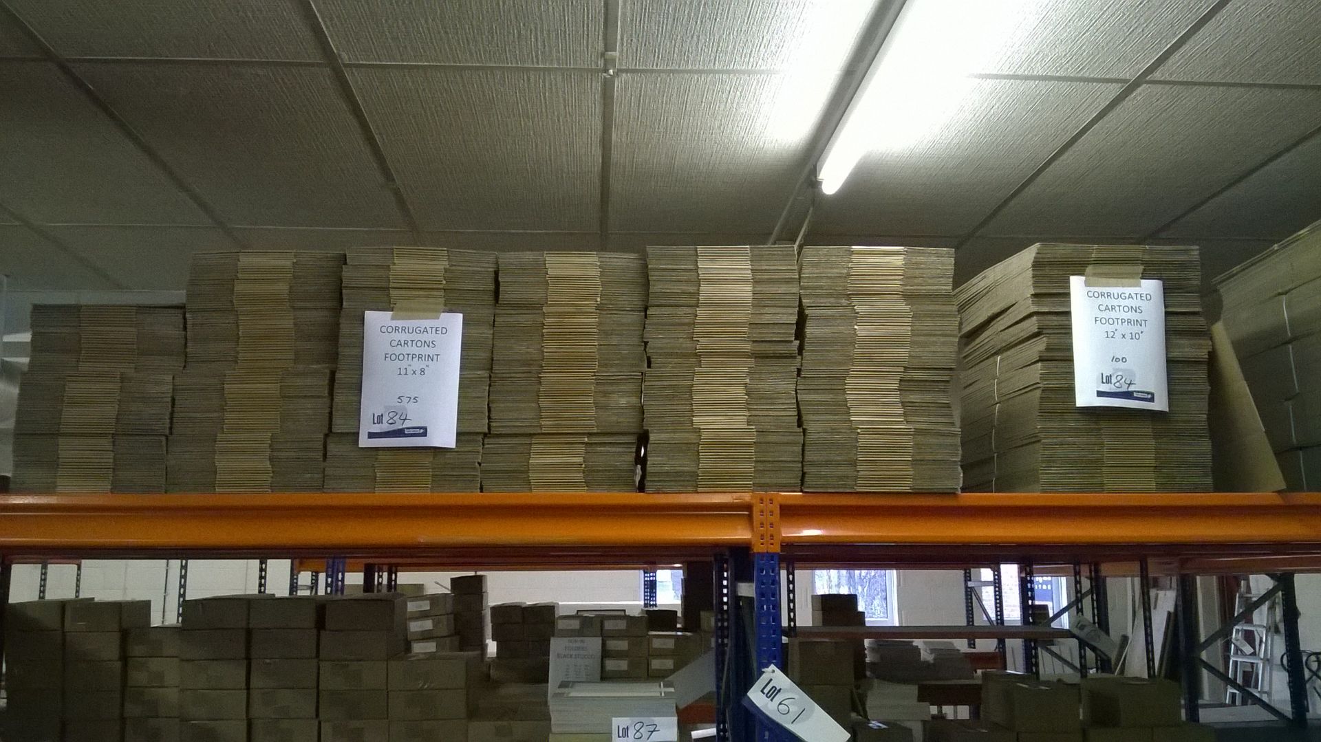 Plain Corrugated Cartons Comprising: 575 – 11inch x 8inch Footprint, 100 – 12inch x 10inch