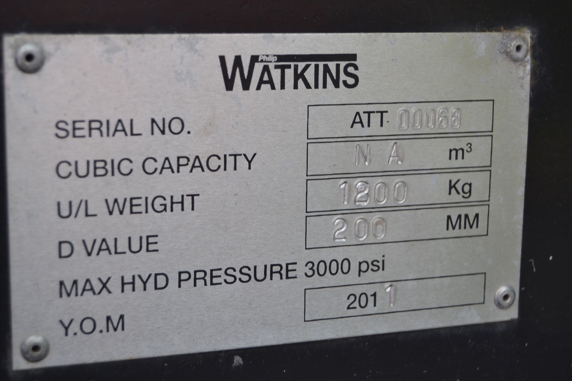 Watkins 3 point Linkage Front Weight Water Balance Ballast Tank, serial no. ATT 00068, year of - Image 2 of 2