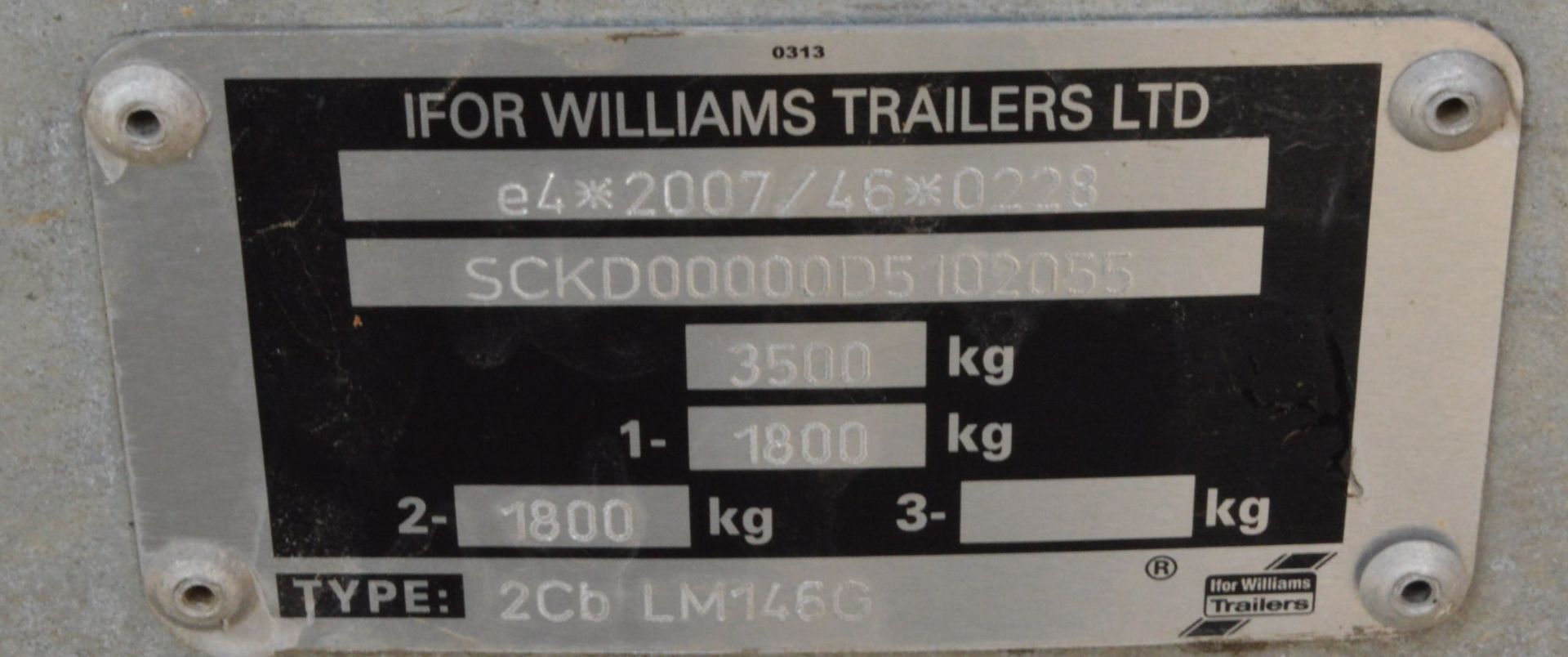 Ifor Williams 2CBLM146G TWIN AXLE DROP SIDE TRAILER, serial no. SCKD00000D5102055, - Image 5 of 5