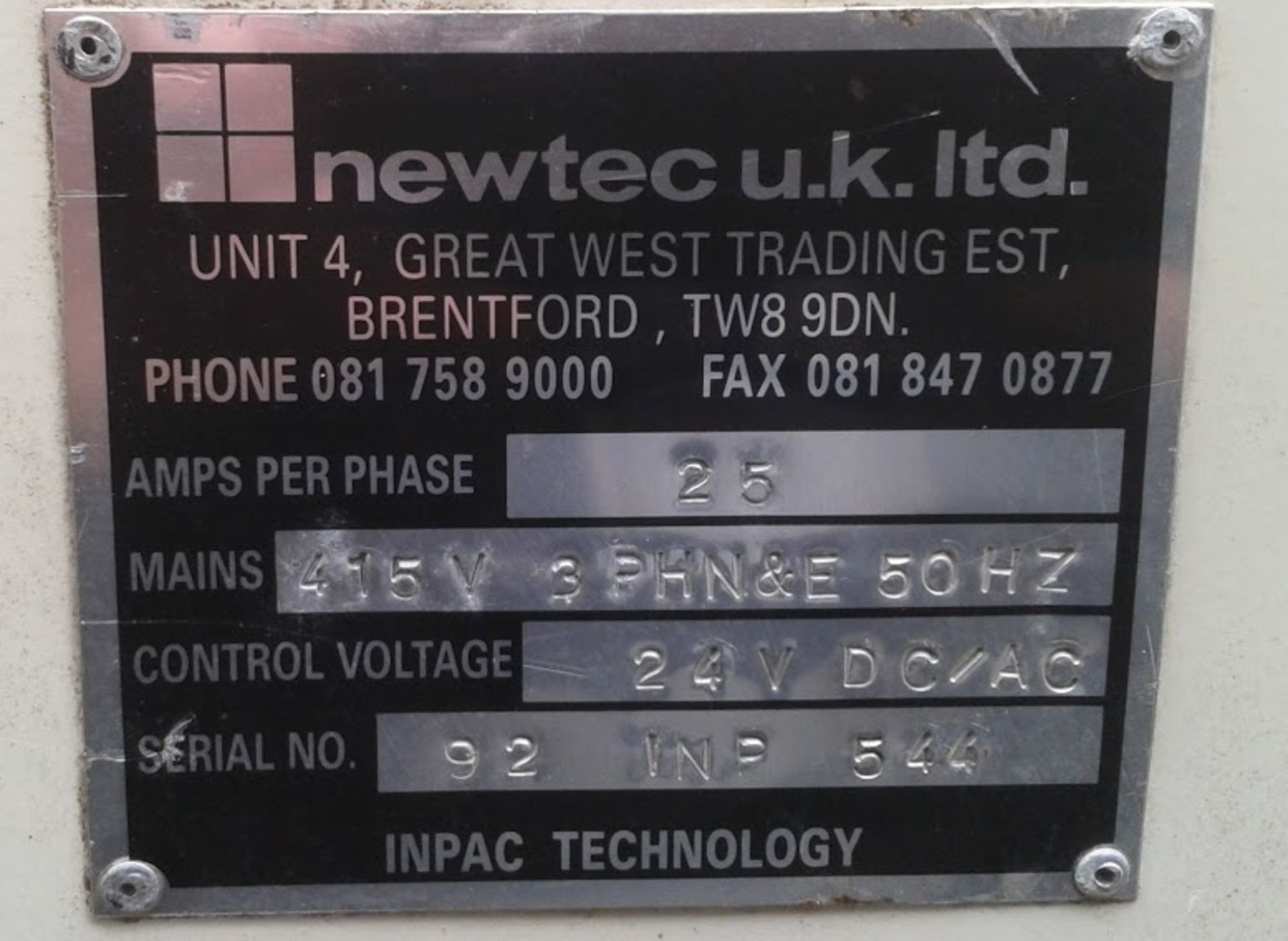 Newtec Nova Inpac Heat Tunnel, serial no. 92 INP 544, 850mm wide on belt, heat chamber approx. - Image 4 of 4