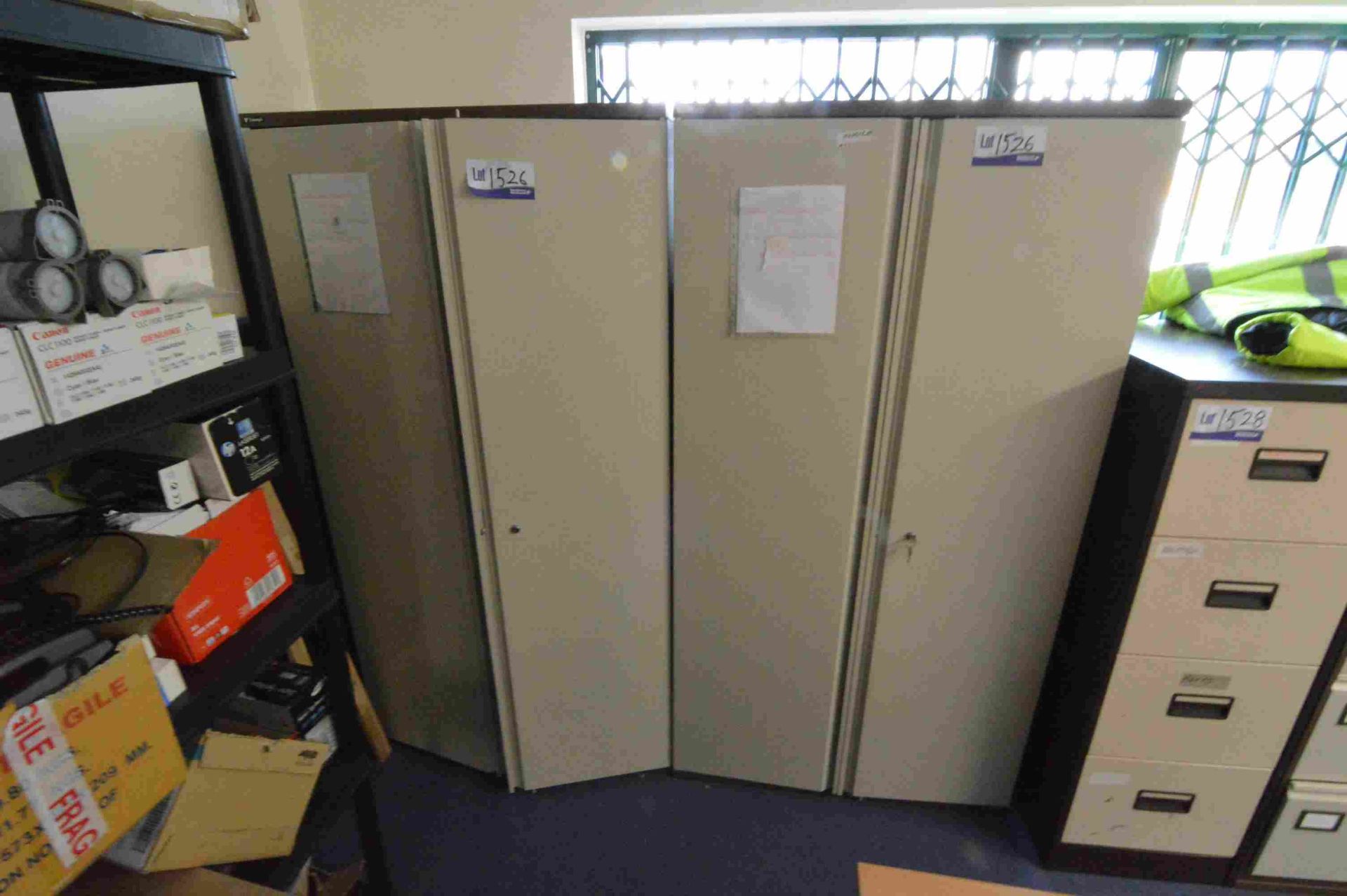 2 x 6ft Double Door Steel Cupboards (reserve removal till contents cleared)