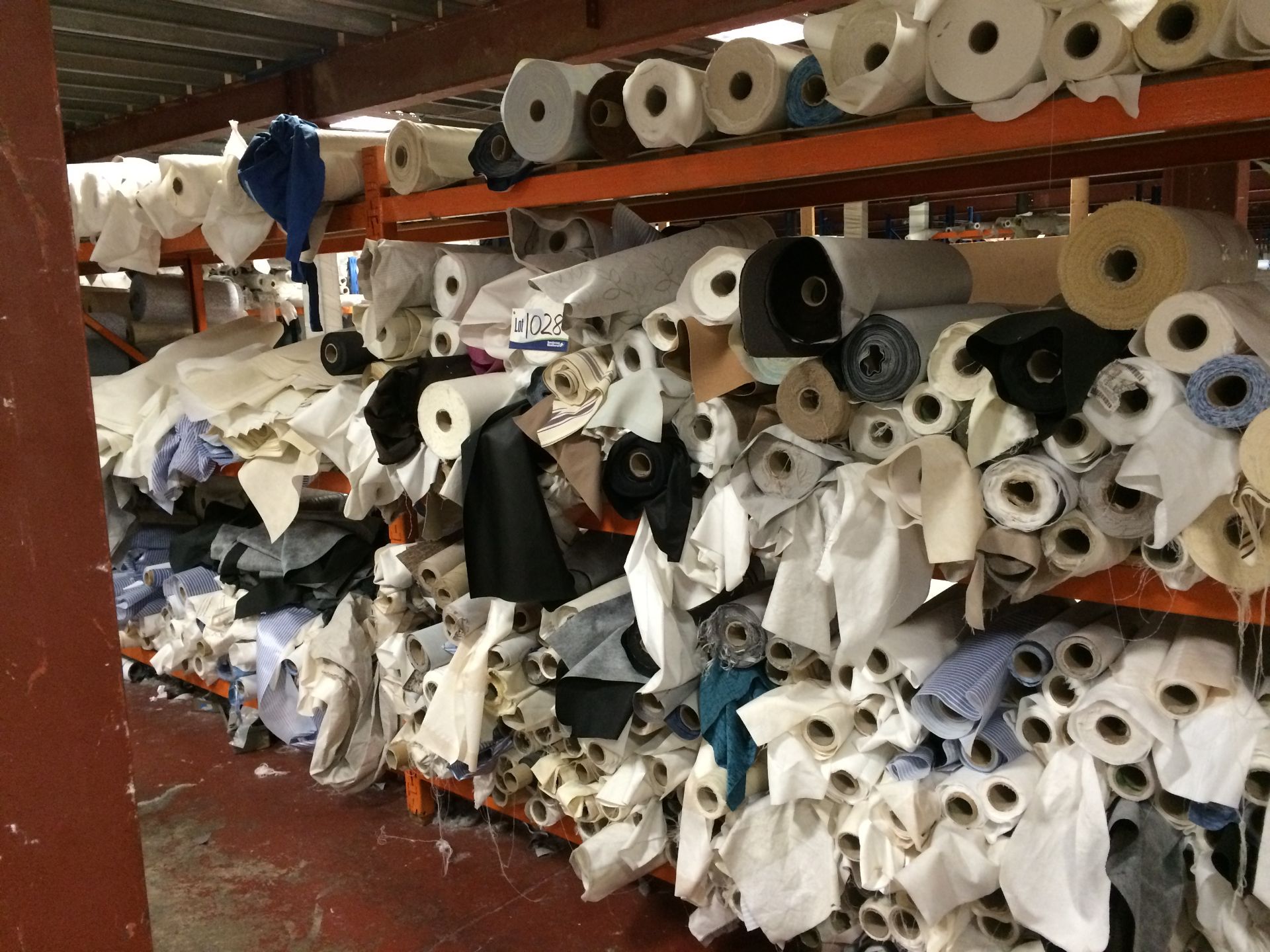 Contents to the Racking inc Various Cut Rolls of Fabric