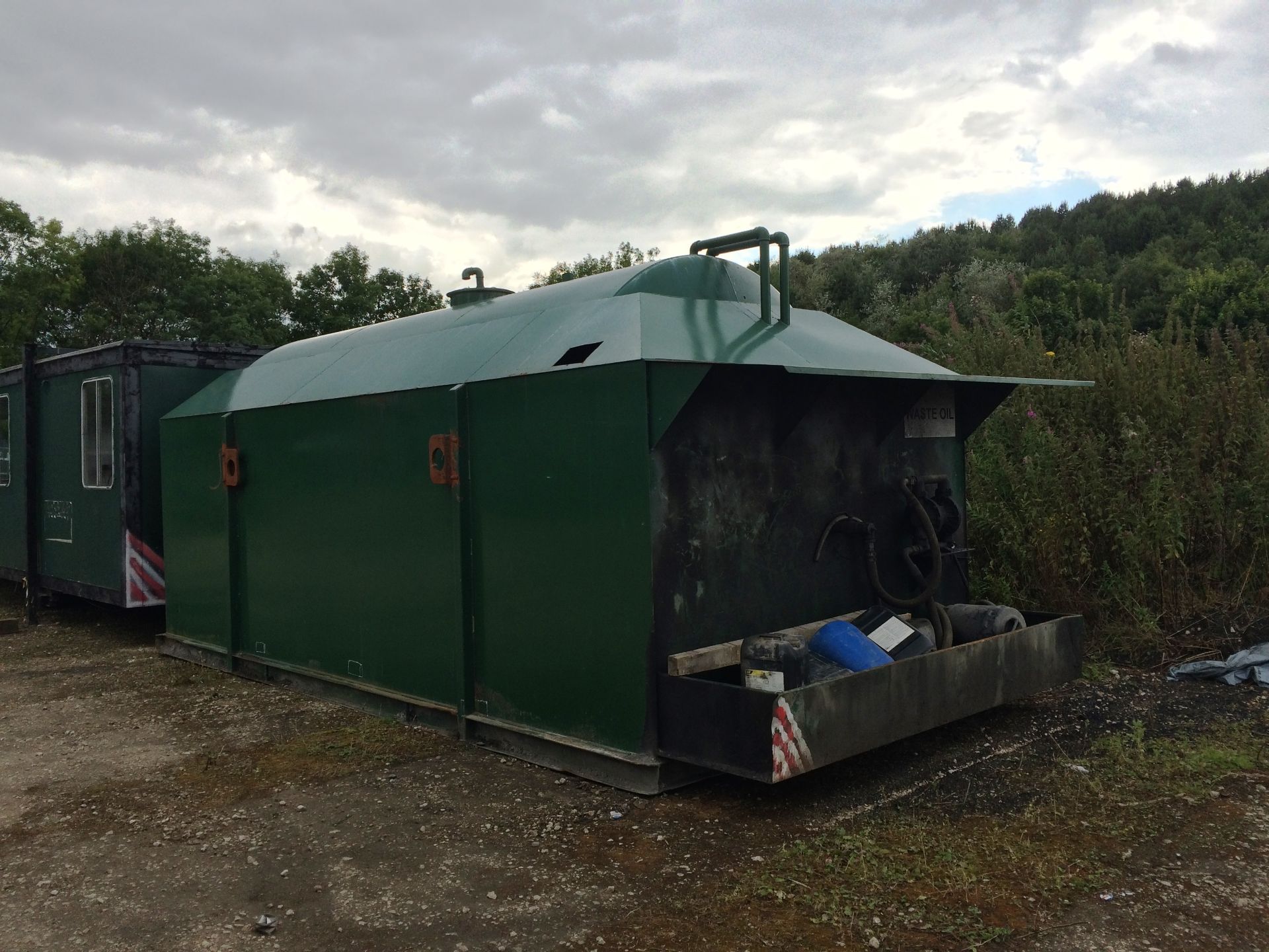 Bunded Steel Waste Oil Tank, with hydraulic pump, 6650mm x 2975mm Situated At Harworth Park, Blyth