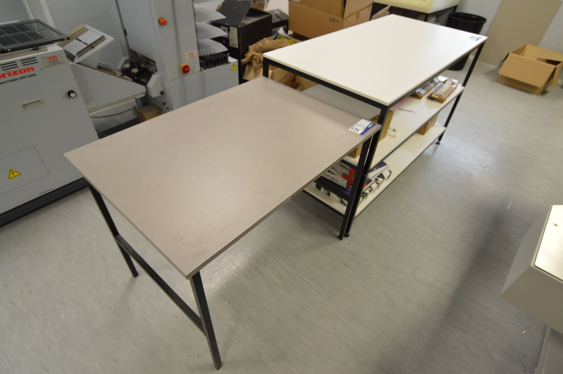 Steel Framed Worktable, approx. 1520mm x 765mm, with steel framed worktable, approx. 1060mm x 750mm - Image 2 of 2