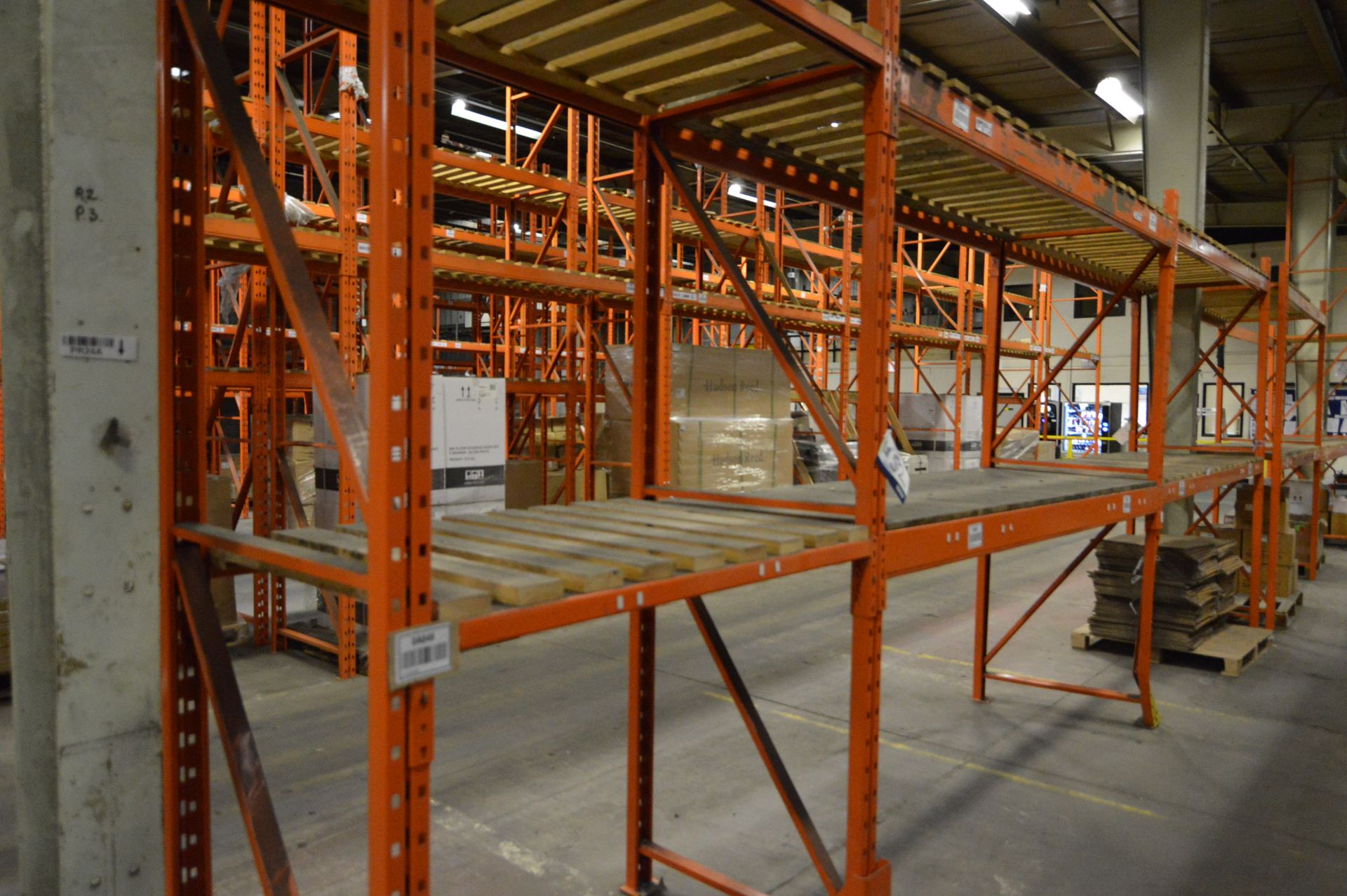 Redirack SD170 Single Sided Three Bay Two Tier Pallet Rack, approx. 7m long x 900mm x 2.7m high,