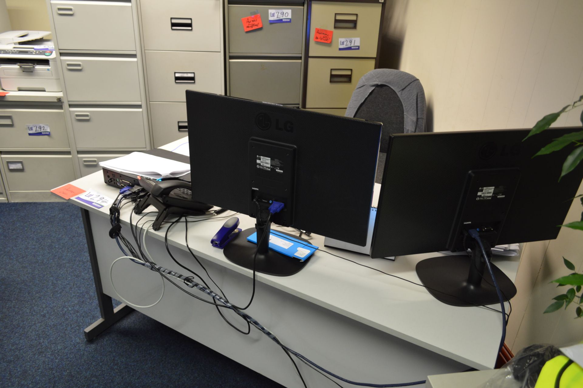 Three Single Pedestal Desks, each 1.5m long, with table, 1.6m long (reserve removal to week - Image 5 of 5