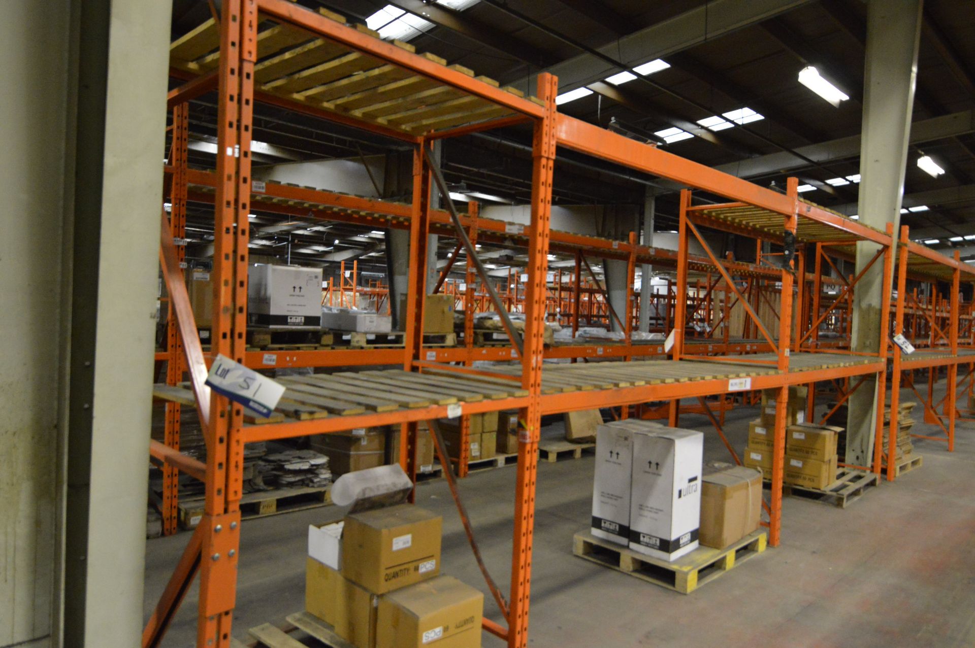 Redirack SD170 Single Sided Three Bay Two Tier Pallet Rack, approx. 7m long x 900mm x 2.7m high,