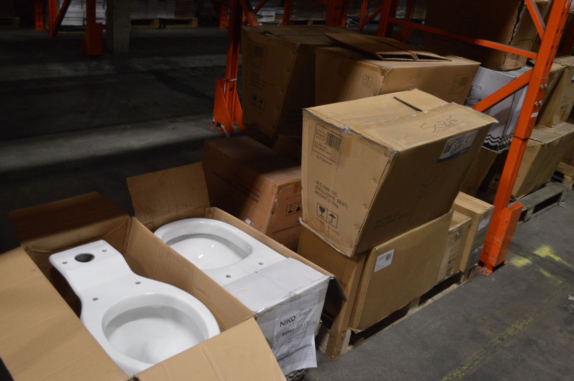 Approx. Eight Toilet Pans, as set out, with concealed cistern and semi pedestal