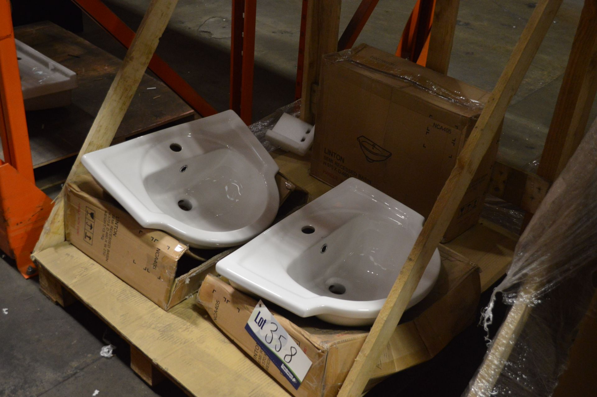 Three Linton Semi Recessed Basins, each 570mm x 460mm x 210mm