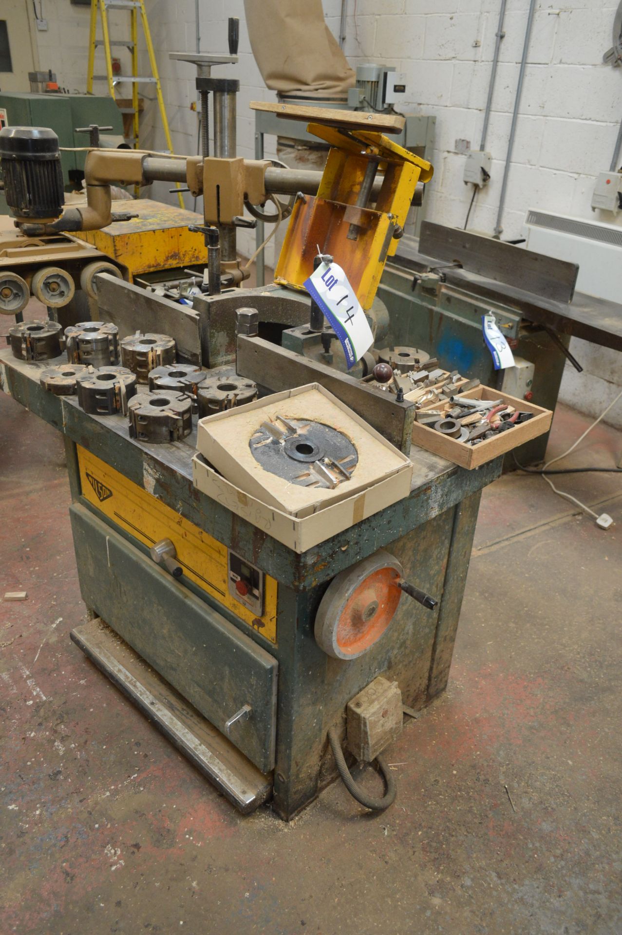 Wilson FX 330 SPINDLE MOULDER with Europa 340 Power Feed Unit, blocks & cutters, as set out, (