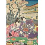 Leporello mit Farbholzschnitten Japan, Meiji-Periode 23 Darstellungen mit Schauspielszenen des