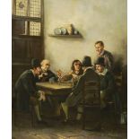Thelen, Franz Trinkende und rauchende Herrengesellschaft (Düsseldorf 1826 geb., erw. in Rom). Öl/