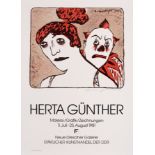 Herta Günther, Artisten. 1981.  Algraph in colours auf leichtem Karton. Plakatauflage mit der