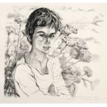 Lea Grundig "Petra, 13 Jahre alt". 1963.  Lithograph auf chamoisfarbenem dünnen Bütten. In Blei u.
