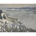 Richard Birnstengel, Elbauen im Winter. No date.  Oil on canvas. Unsigniert. size: 34,8 x 24,9 cm.