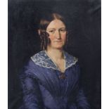 Anton Louis Gottlob Castelli, Portrait einer Dame im blauen Kleid. 1846.  Oil on canvas. Signiert