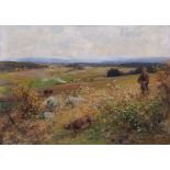 Albert Ernst Mühlig "Im October". Um 1900.  Oil on cardboard. Signiert "A. Mühlig" u.re. Verso