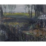 Johannes Heisig "Wilder Garten an der Grenze". 1986.  Oil painting auf textilem Bildträger. Signiert