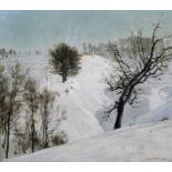 Eugen Bracht "Verschneite Felder" ( Wechselburg an der Mulde). 1911.  Oil on canvas. Signiert "EUGEN