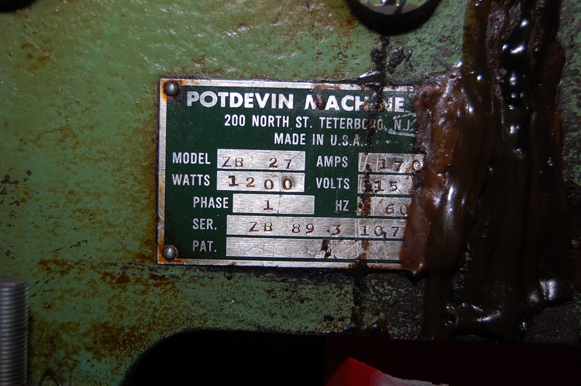 Potdevin Type ZB-27 Gluer, 27 in. Rollers, 115 Volt Motor, SN ZB893107 - Image 2 of 2