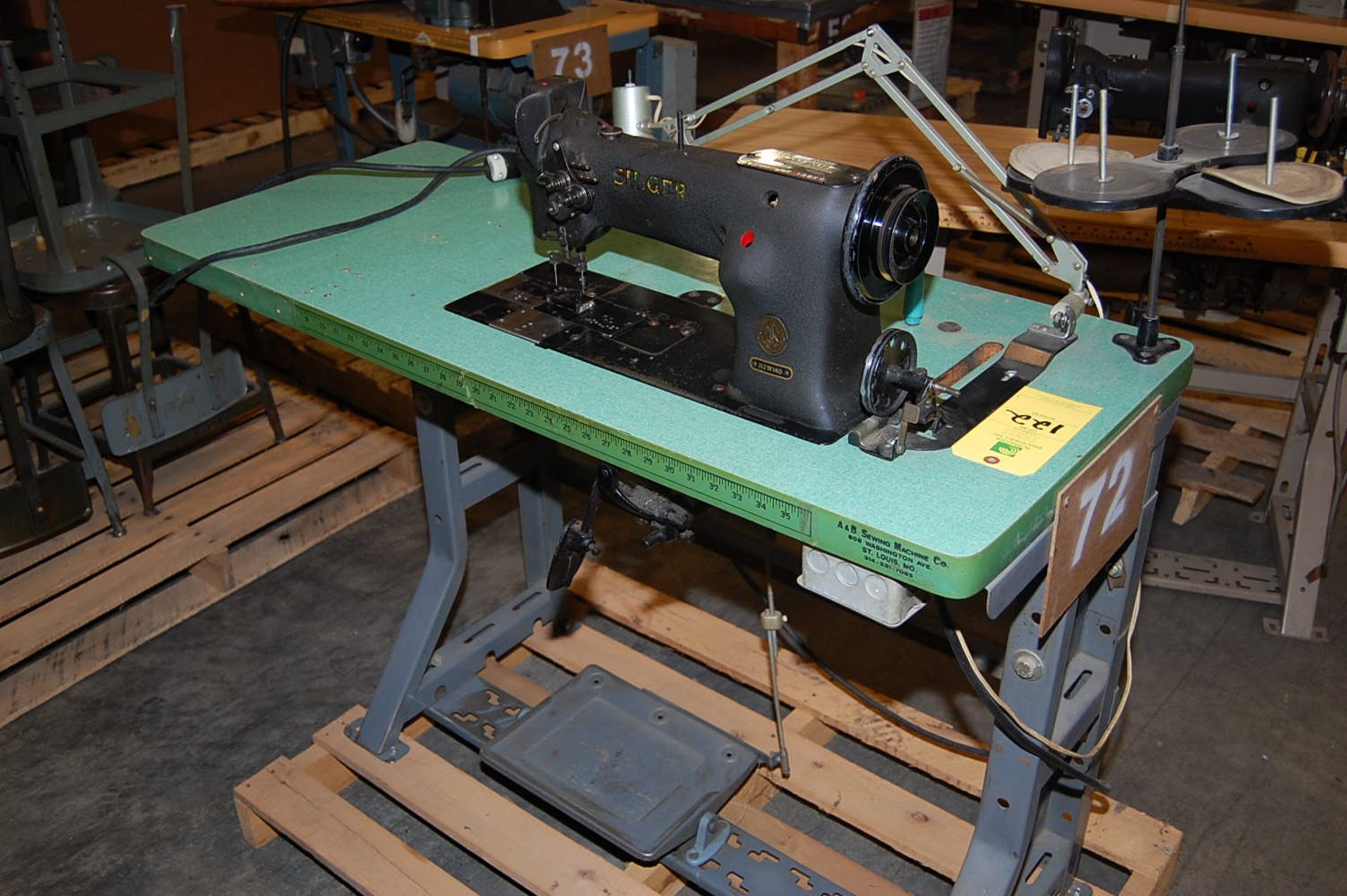 Singer Model #112W140 Sewing Machine Mounted on Bench, Serial #W941627