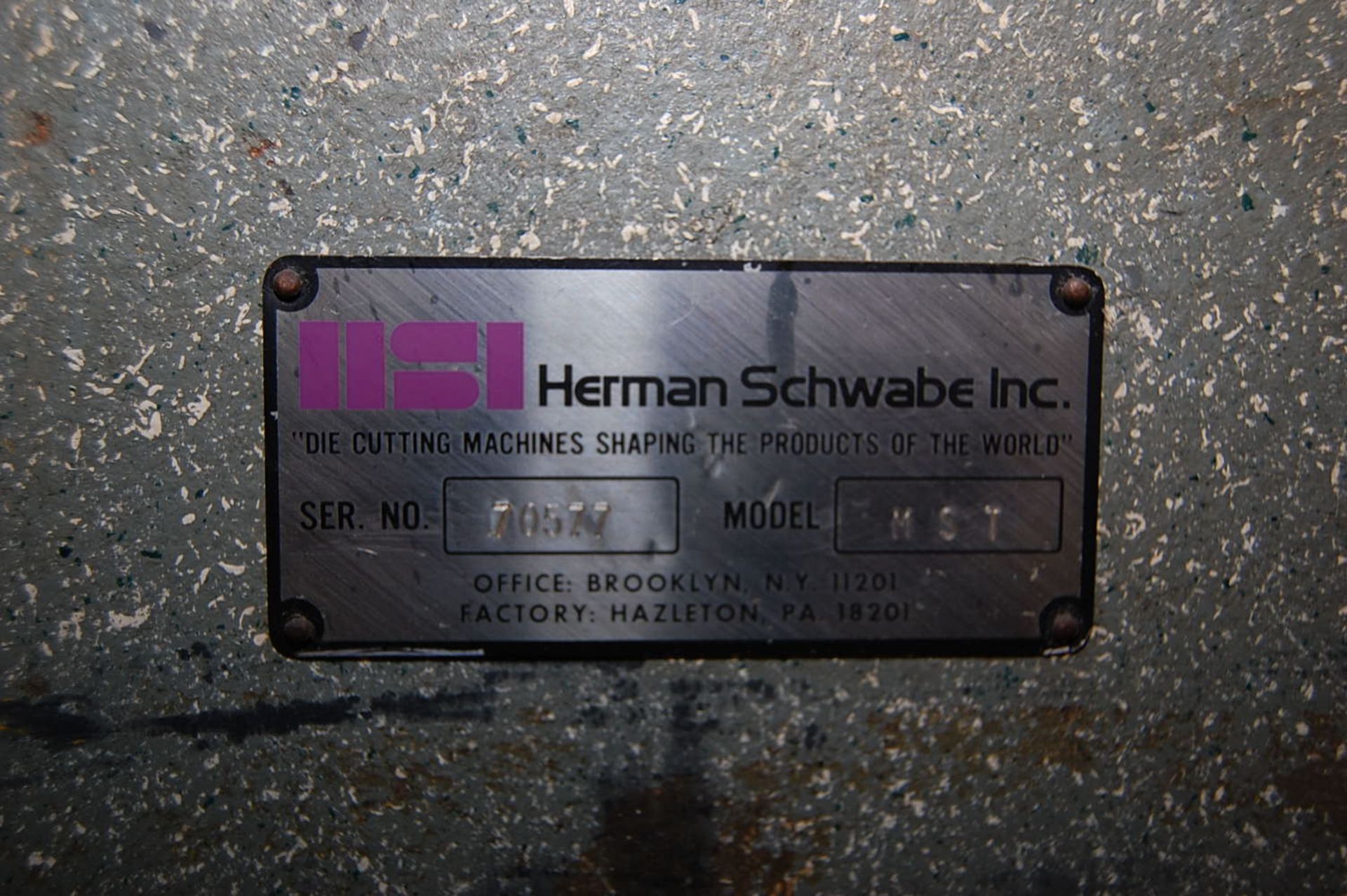Herman Schwabe Model #MST Die Cutter Machine, 66 in. x 30 in. Table, 7 1/2 HP Motor, 230/460 Volt, - Image 4 of 4