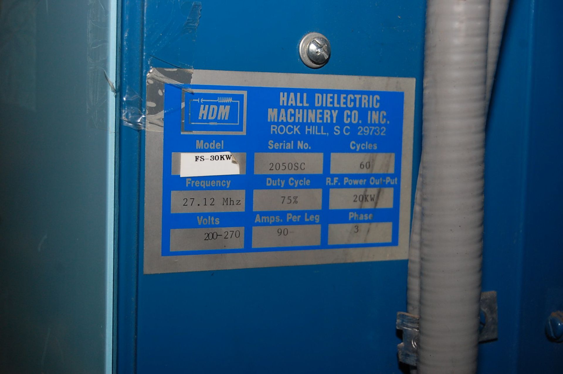 Hall Dielectric Machinery Model #FS-30KW Pneumatic Press, 32 in. x 32 in. Heated Platen, Serial # - Image 3 of 3