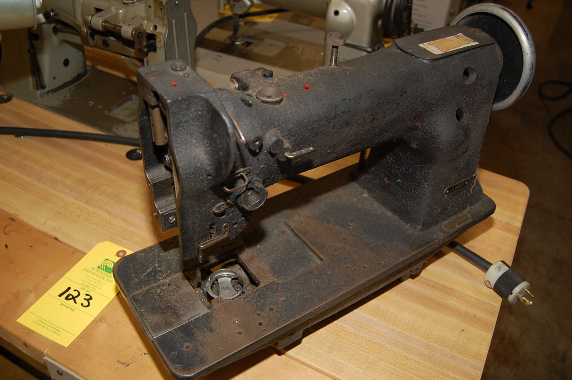 Singer Model #111W155 Sewing Machine Mounted on Bench, Serial #W1376874