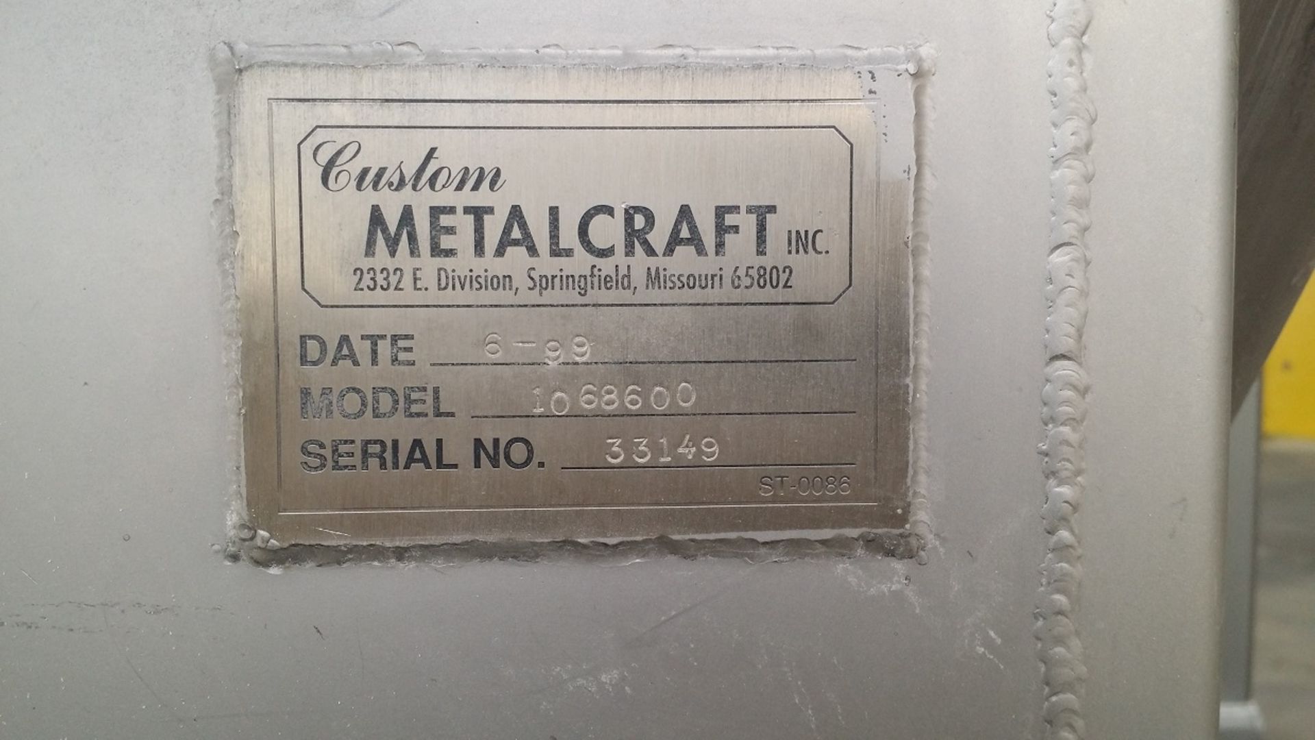 Lot of (1) SS Tote Dumping Station, Dump station is built by Custom Metal Craft. The date was June - Image 3 of 4