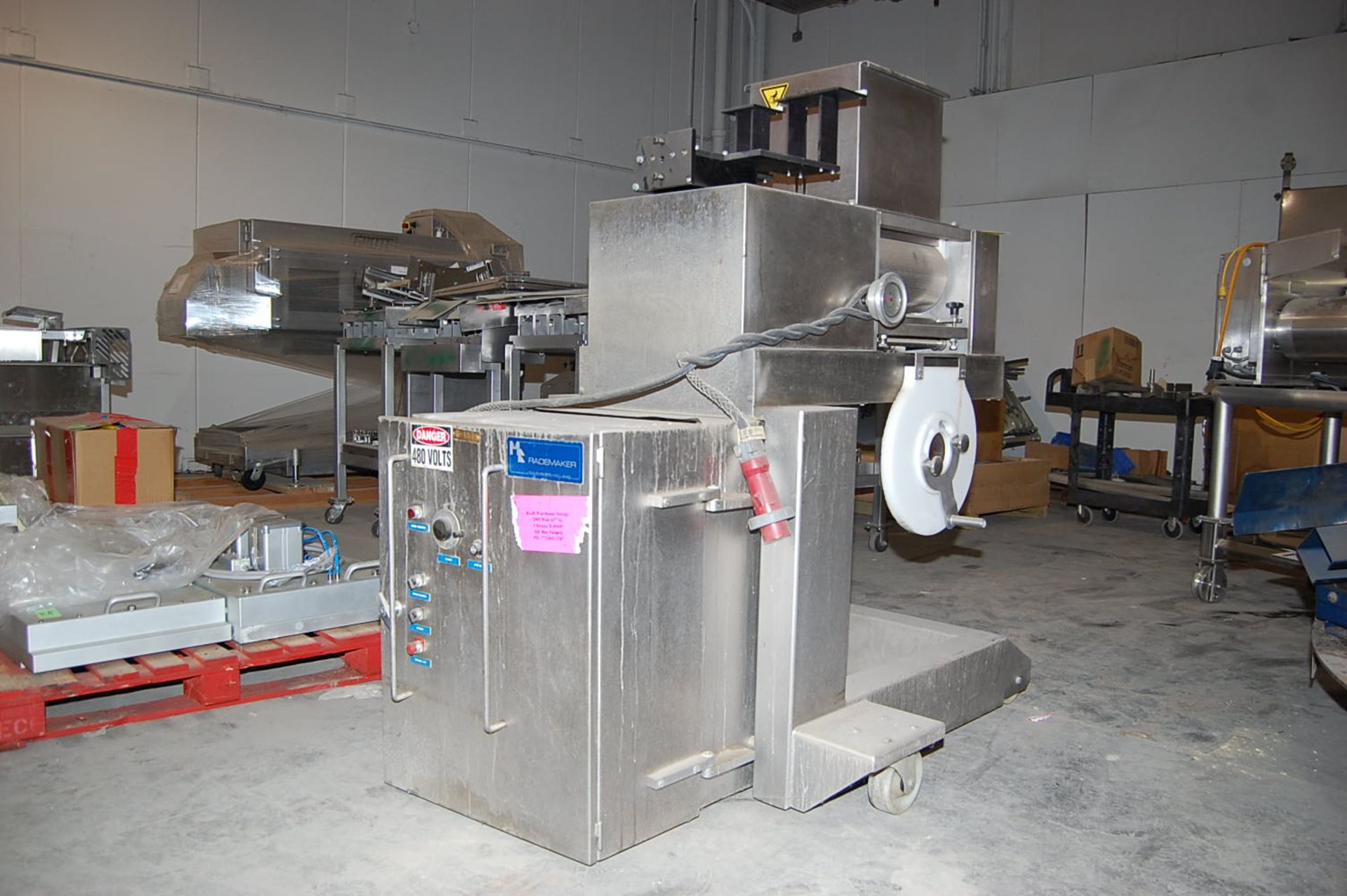 Rademaker Model Extruder, Stainless Steel 4-Wheel Base Dinverter, Drives and Controls, 3 x 480 Volt,