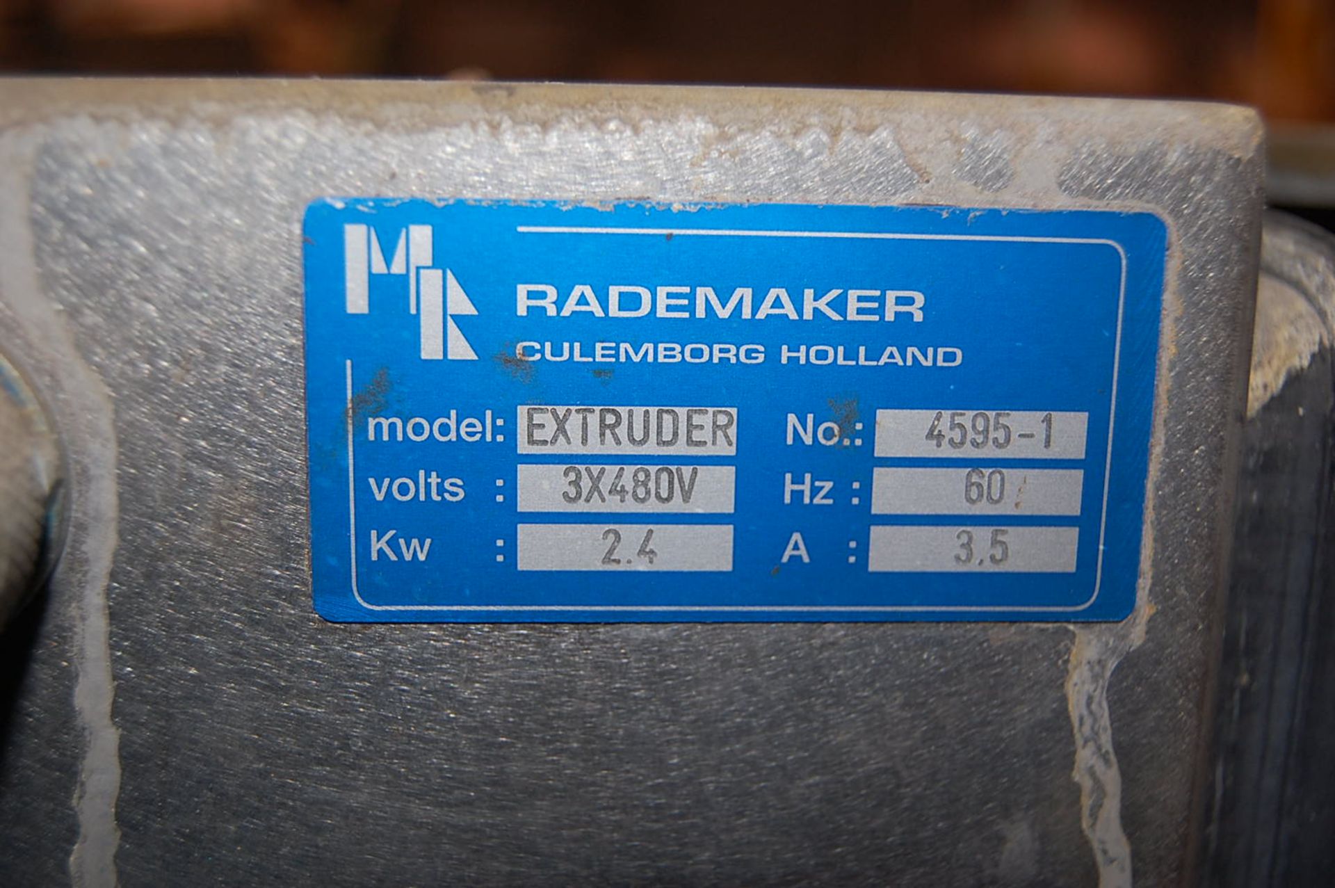 Rademaker Model Extruder, Stainless Steel 4-Wheel Base Dinverter, Drives and Controls, 3 x 480 Volt, - Image 2 of 6