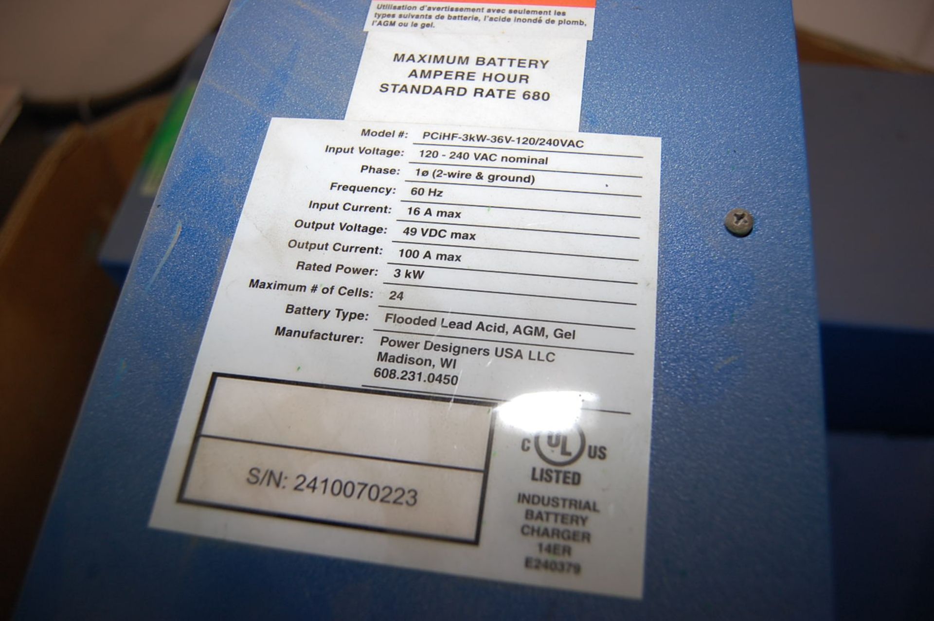 Industrial Battery Chargers Model #PCIHF-3KW-36V (Approx. Qty. 20), Believed Used for Pallet - Image 2 of 3