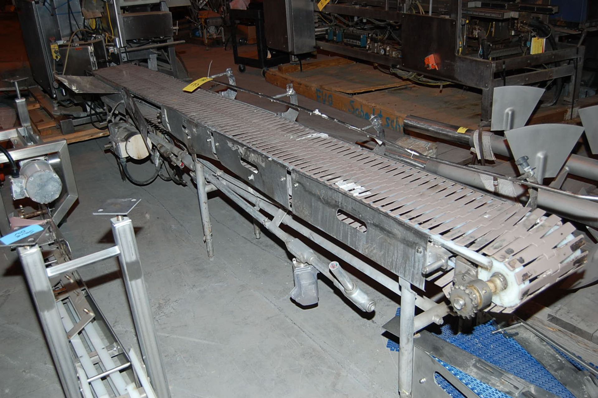 Conveyor - Motorized Slat Type Poly Conveyor, Fractional HP Motor, Steel Leg Base Rigging fee: $75