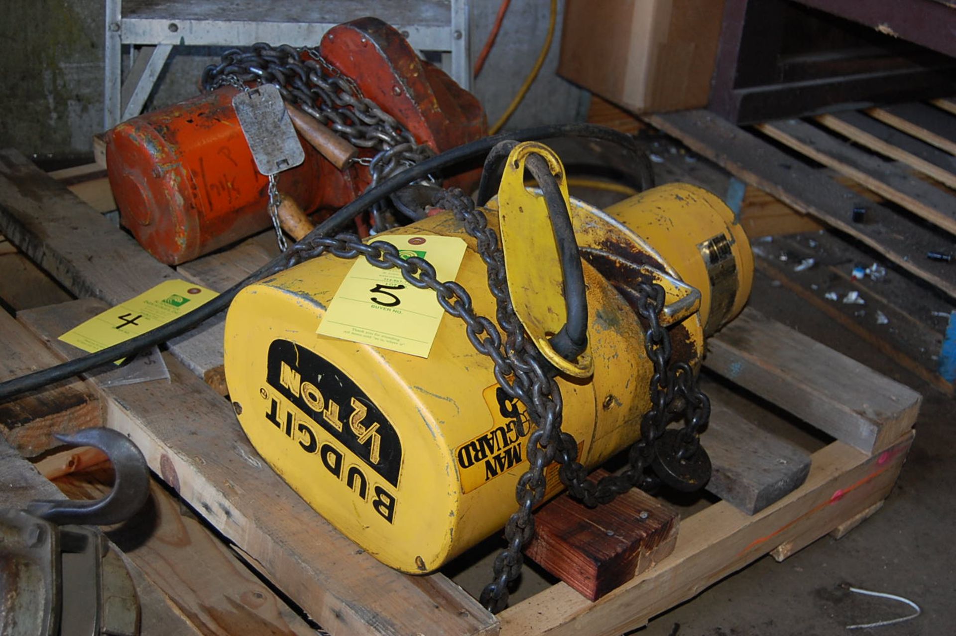 Budgit Electric Chain Hoist Rated 1/2 Ton Capacity