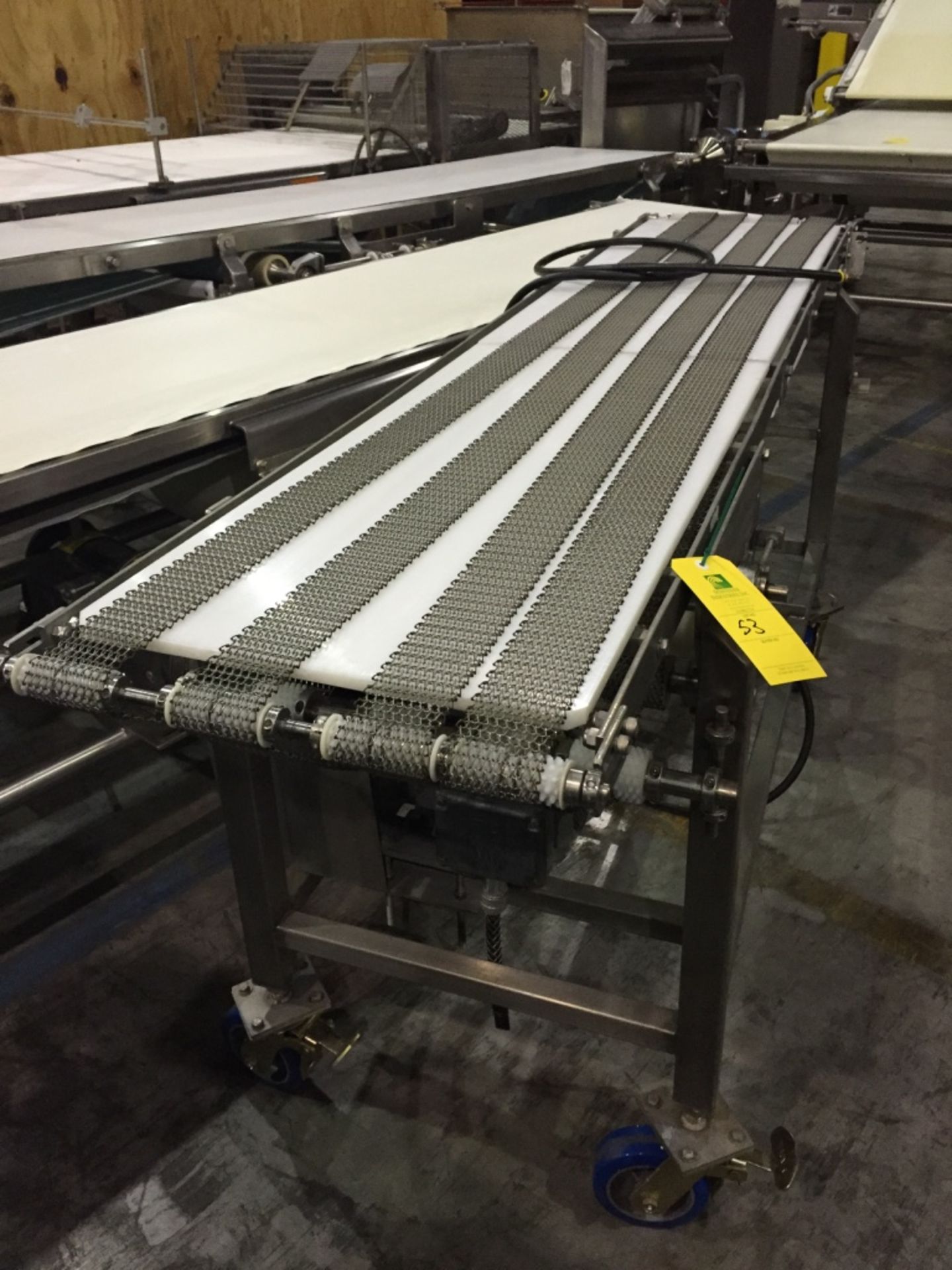 Stainless Frame 4 Lane Chain conveyor 18" x 8' x 3" per Lane -Rigging fee: $100