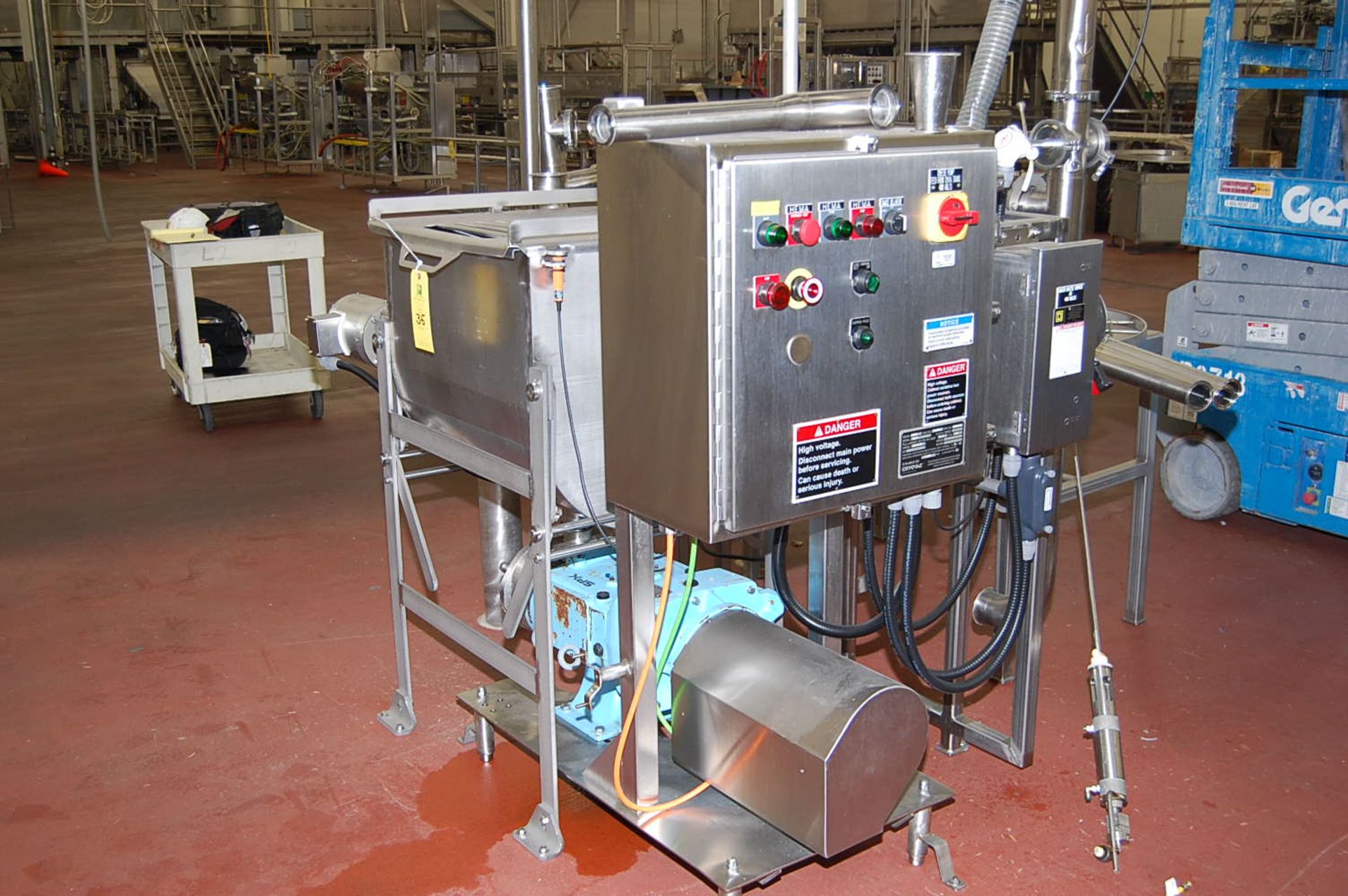 Cryovac Model #2070C Mixer, SS Motor, 5 HP, 230/460 Volt, SPX/Waukasha Model 60 Series Pump