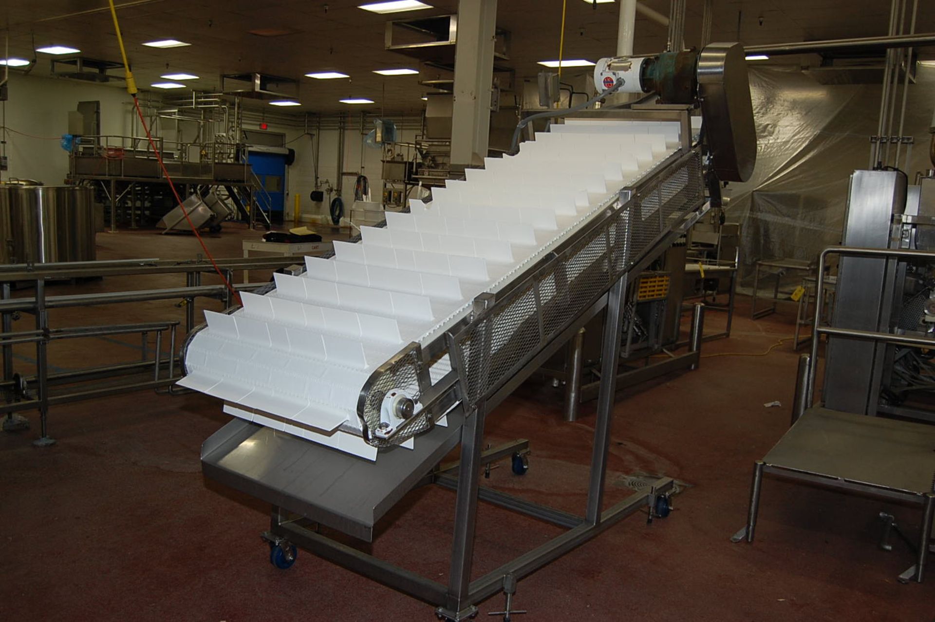 Conveyor - Stainless Steel Frame, Motorized Incline Conveyor, 30 in. Wide Interlock Belt x 84 in.