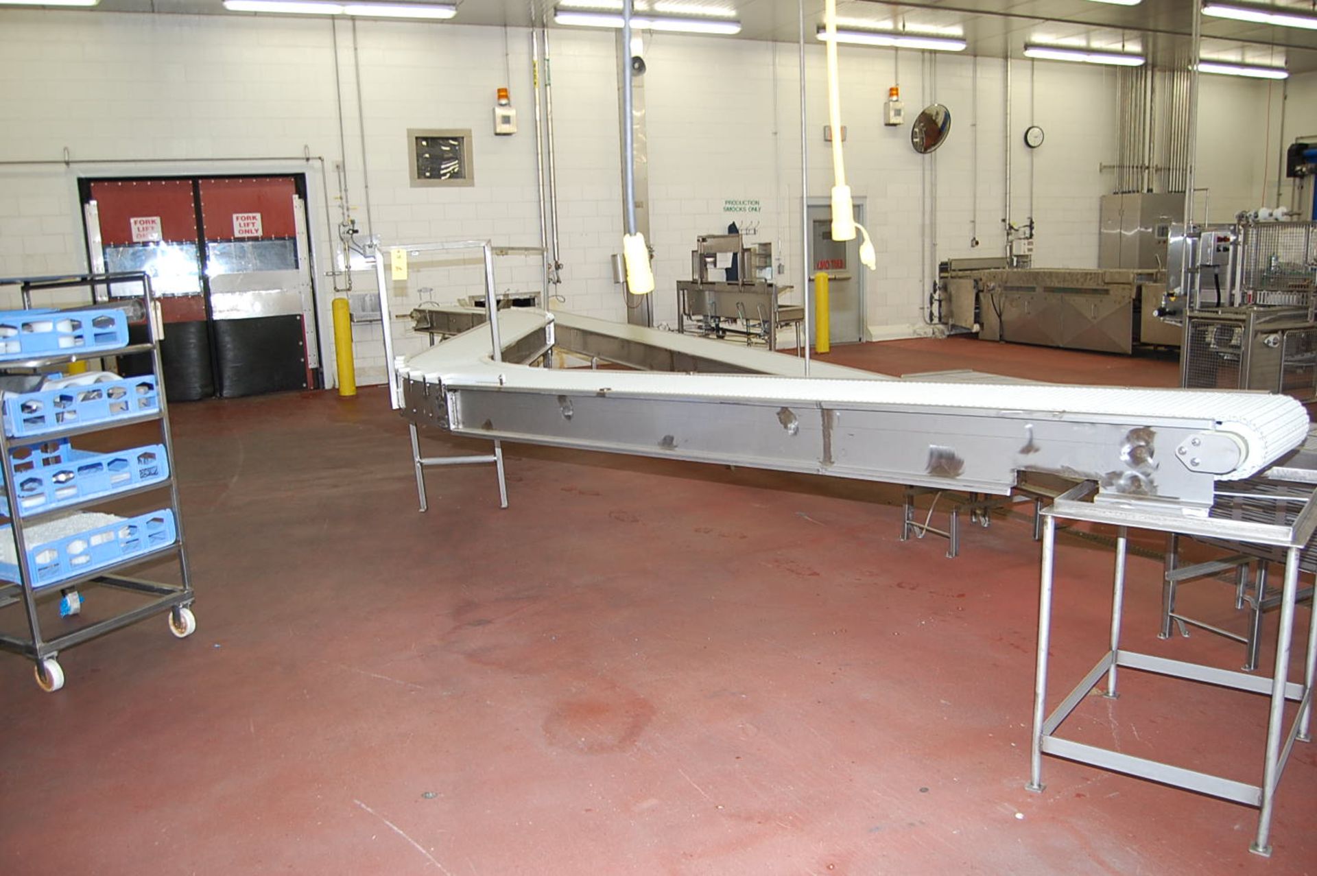 Conveyor - Stainless Steel Frame Belt Conveyor, 18 in Wide, Interlock Belt, Approx. 36 ft. Length,