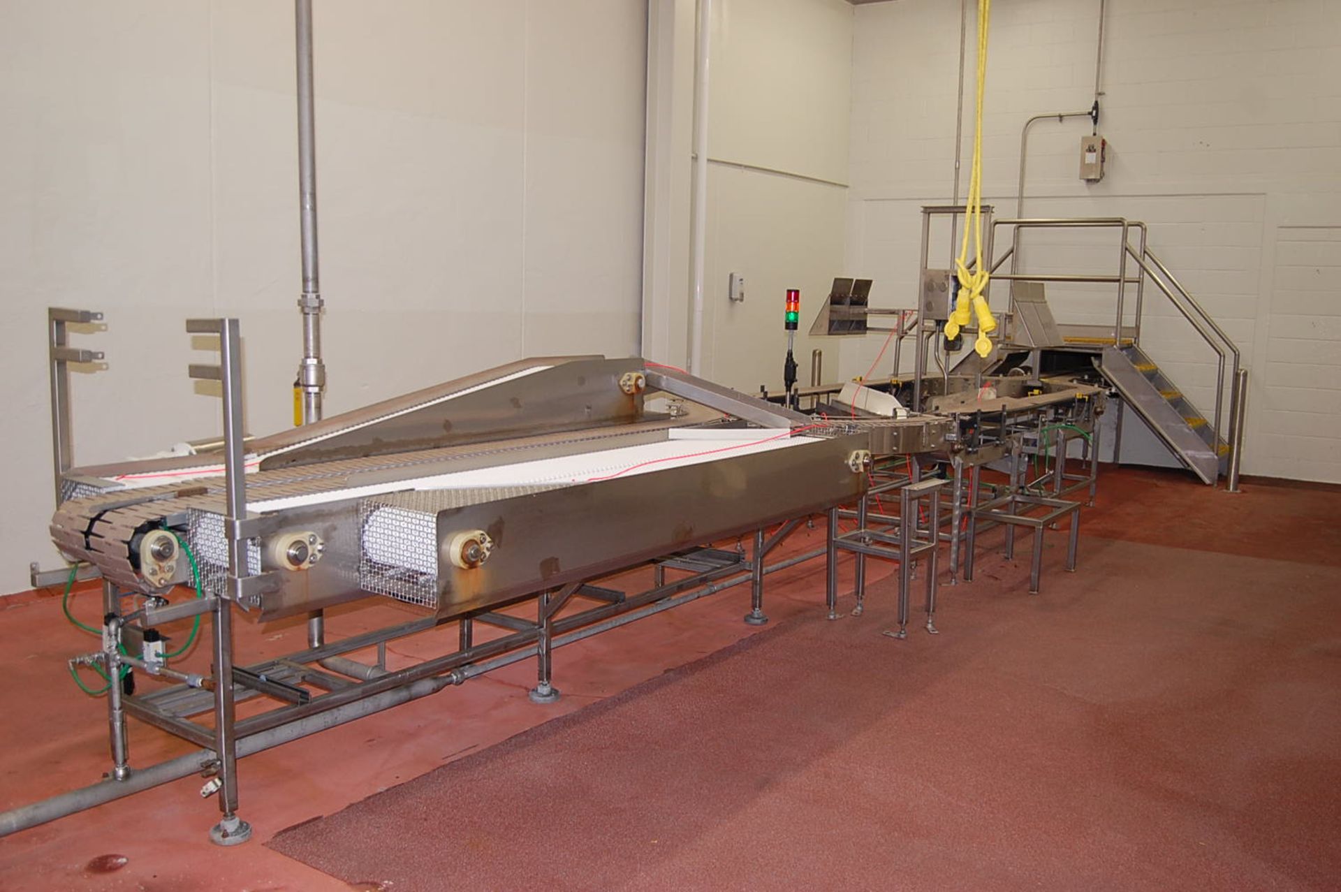 Conveyor System - Motorized Conveyor, Approximate 30 ft. Length, Interlock Type Belt, Stainless