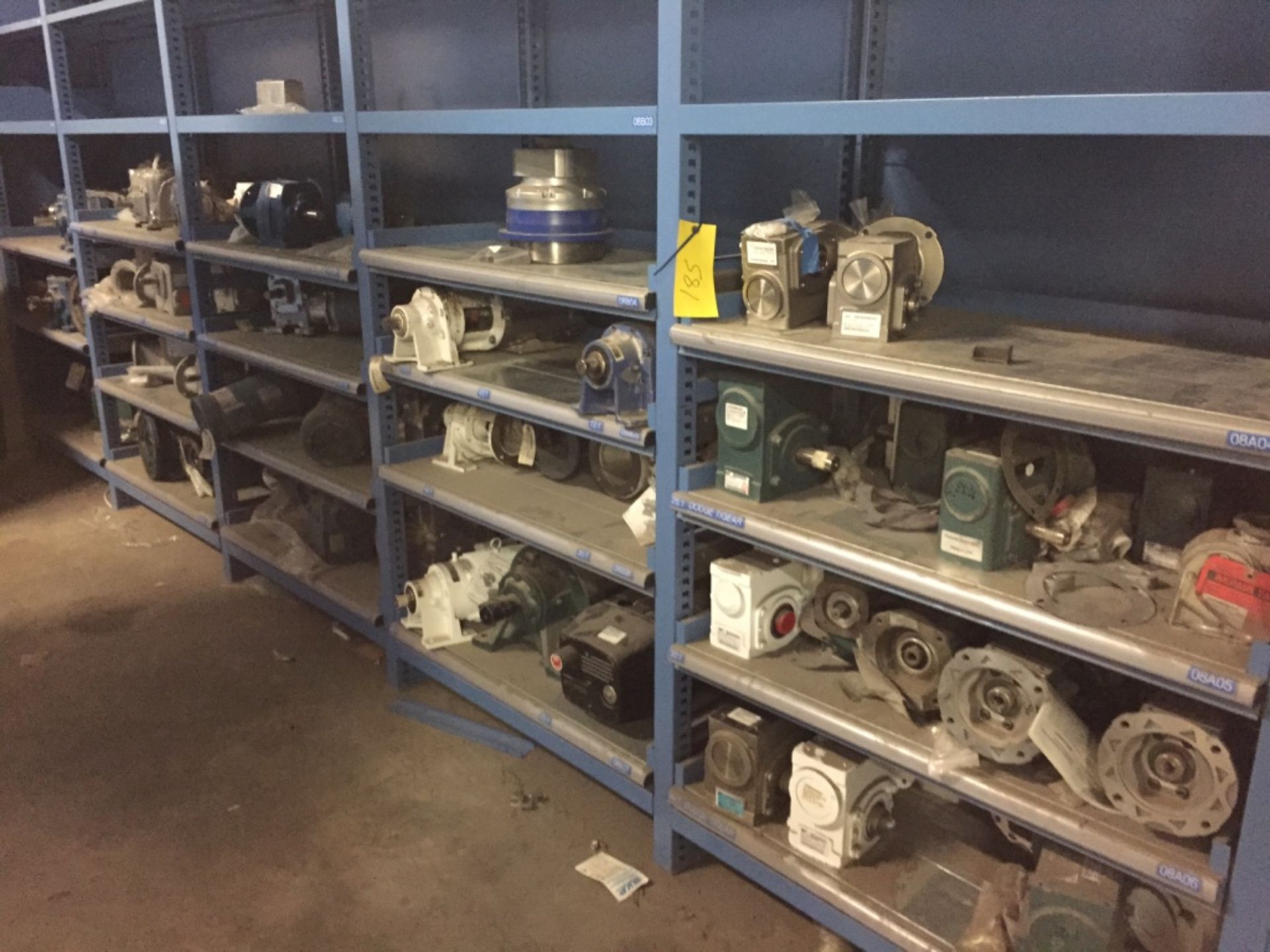 Lot of replacement Gearboxes and Motors Shelf not included - Rigging Fee $100, If Crating or Lumbe