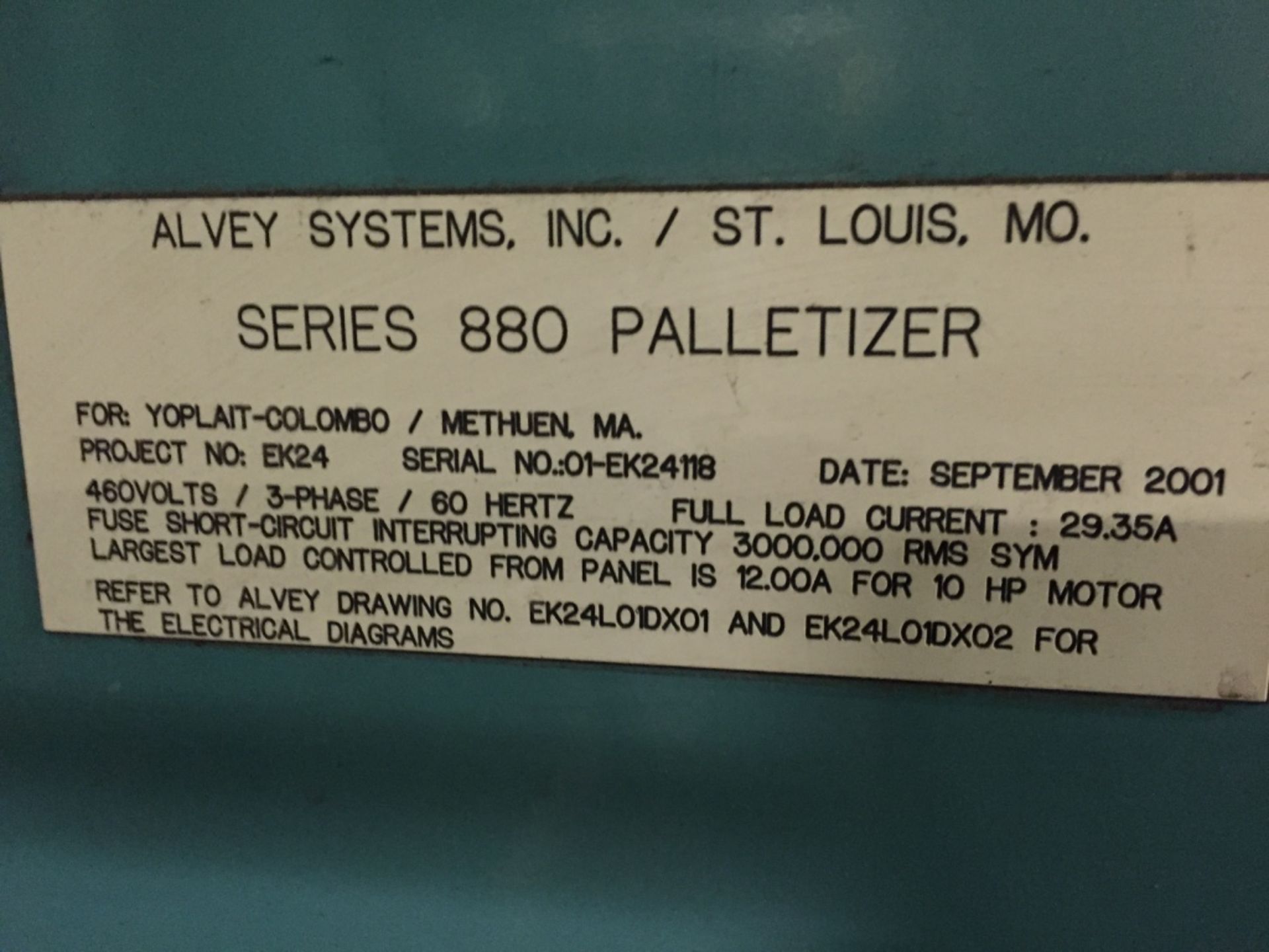 Alvey 880 Palletizer S/N 01-EK24118 - Rigging Fee $2500, If Crating or Lumber is Needed Add Additio - Image 4 of 4