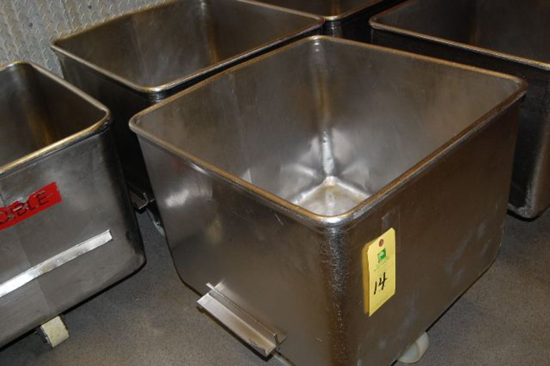 (2) SS 4-Wheel Meat Carts, 25 in. x 25 in. x 20 in.