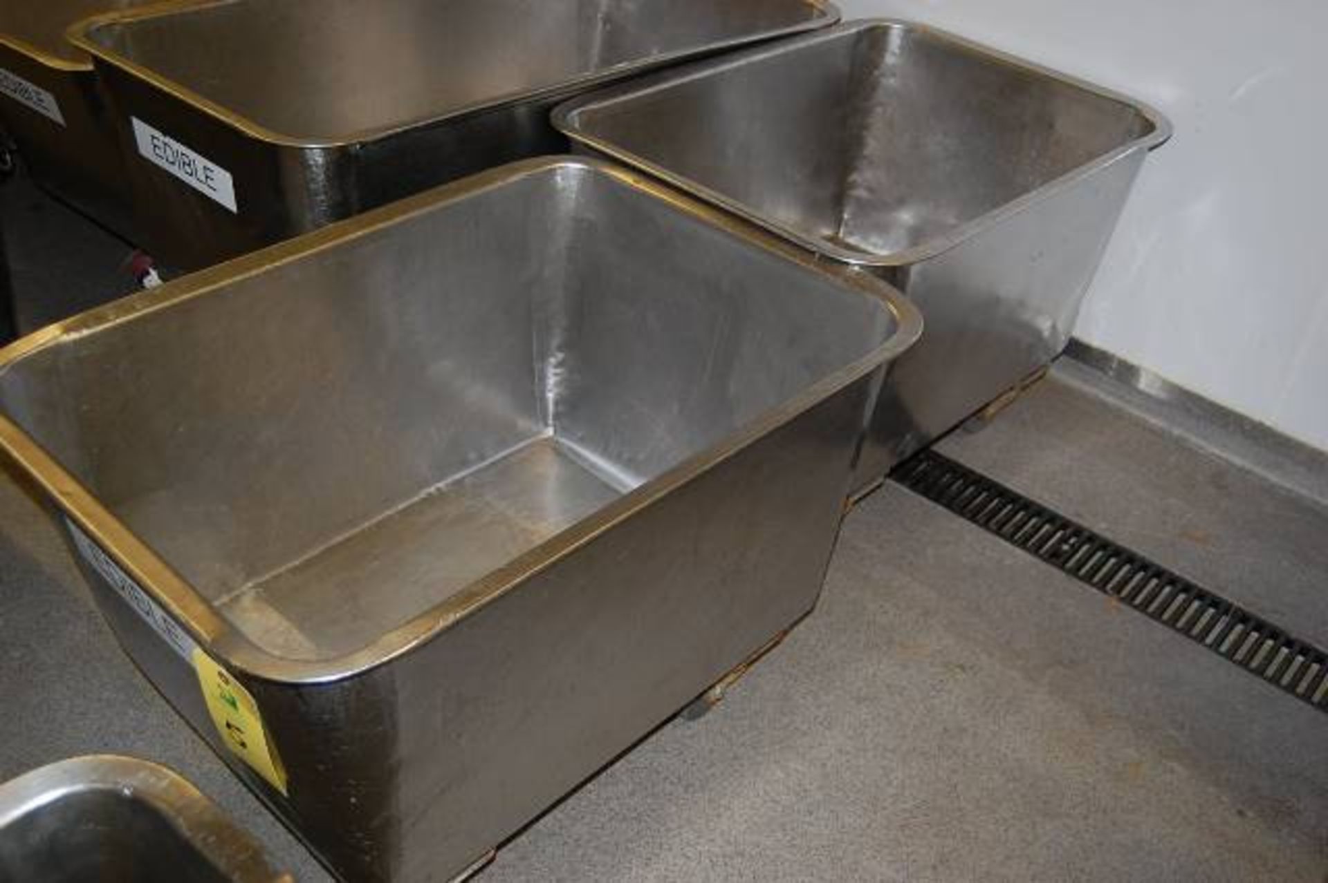 (2) SS 4-Wheel Meat Carts, 30 in. x 21 in. x 16 in.