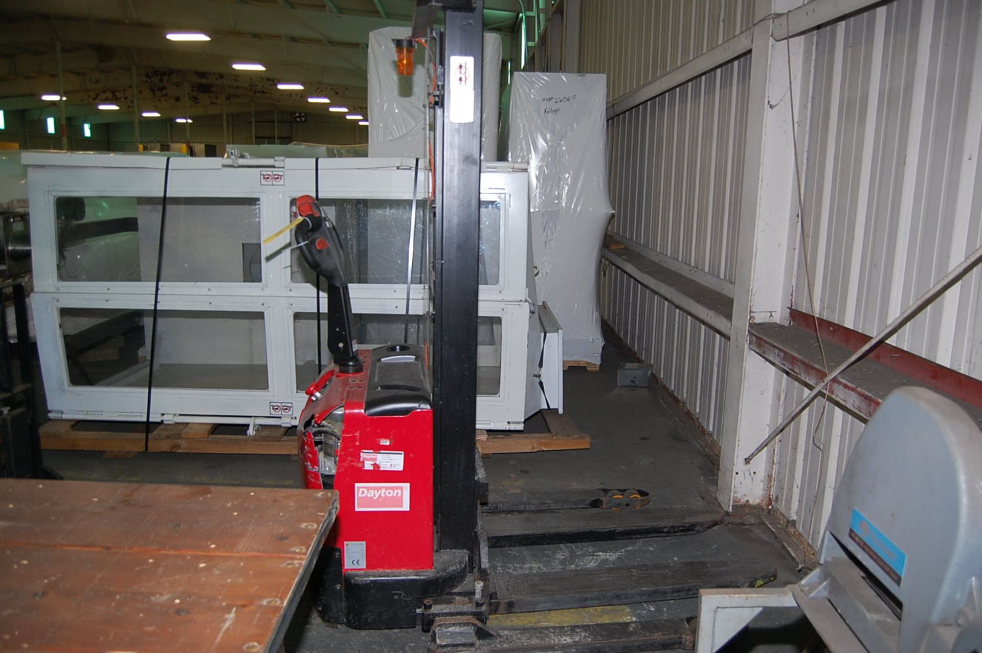 Dayton Model #2LECI Electric Straddle Type Walk Behind Stacker, Rated 2650 lbs. Capacity